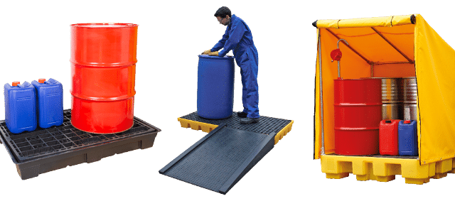 Spill Pallets and Workfloors - For Bunded Storage of 200L Drums and Small Containers